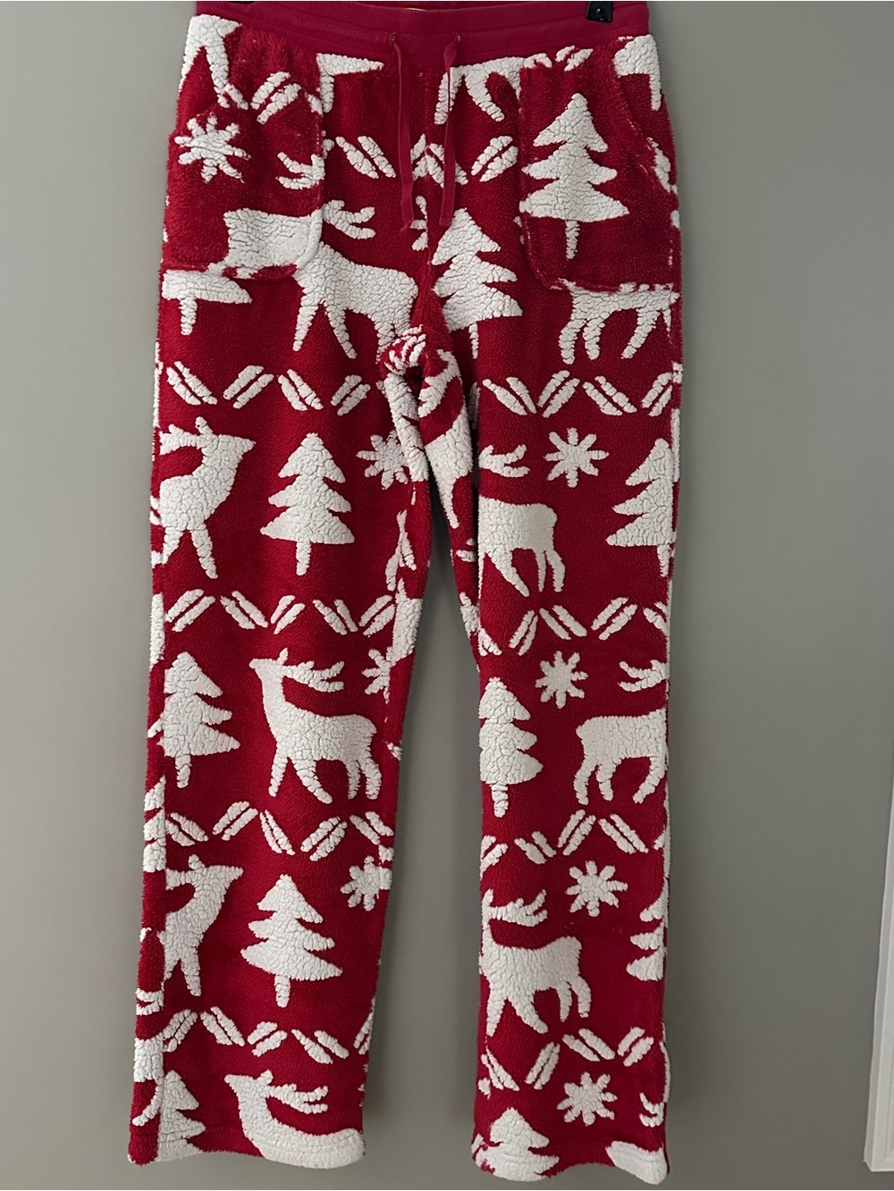 Vera Bradley Women’s S Fleece Pajama Pants Red/White Reindeer Christmas Pockets